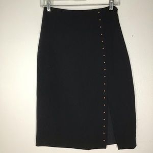 Black Pencil Skirt with Side Stud Detail